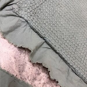 INUP HOME Soft Euro Ruffled Waffle set SHAMs 2 Sage Green EC Made In Portugal